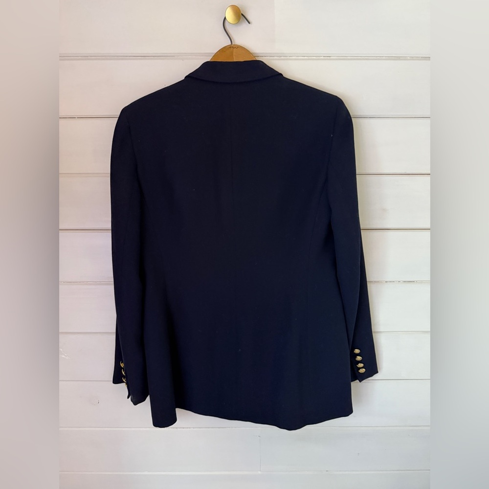 Vintage Lauren Ralph Lauren Blazer Women Sz 4 Navy Wool Crest Gold Buttons USA - Picture 3 of 5
